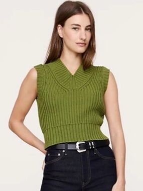 Banana Republic Cotton V-Neck Cropped Sweater-Vest size S